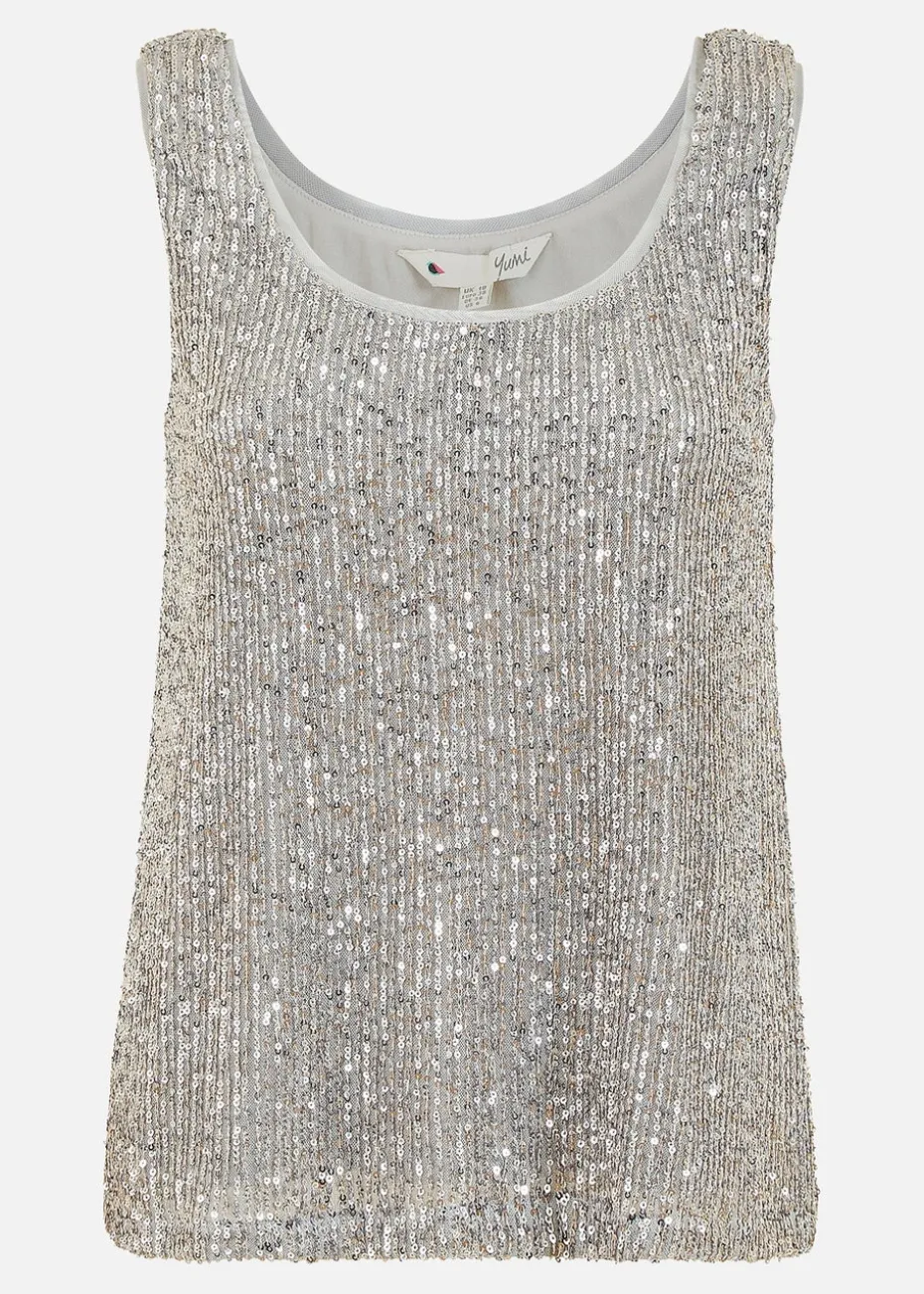 Yumi Silver Sequin Vest