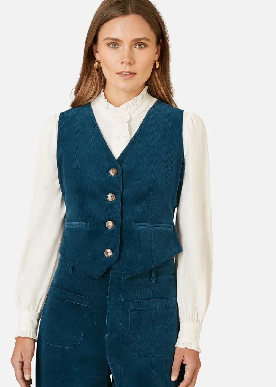 Yumi Teal Cord Waistcoat