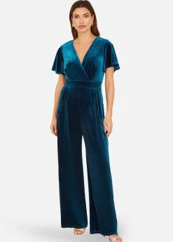Yumi Teal Jumpsuit With Angel Sleeves