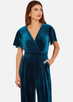 Yumi Teal Jumpsuit With Angel Sleeves
