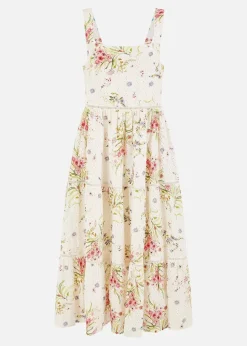 Yumi White Floral Broderie Anglaise Midi Sun Dress