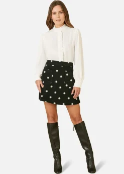 Yumi White Frill High Neck Shirt