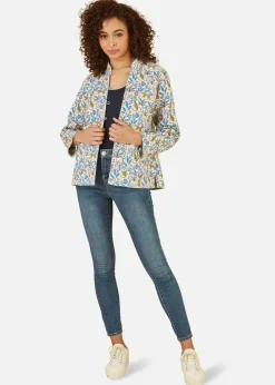 Yumi White Leopard Print Reversible Cotton Cropped Quilted Jacket