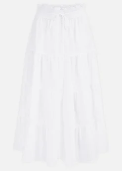 Yumi White Midi Boho Skirt