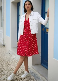 Yumi White Stretch Cotton Denim Jacket