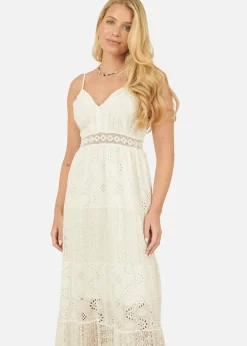 Yumi White Tiered Maxi Dress With Ruched Back