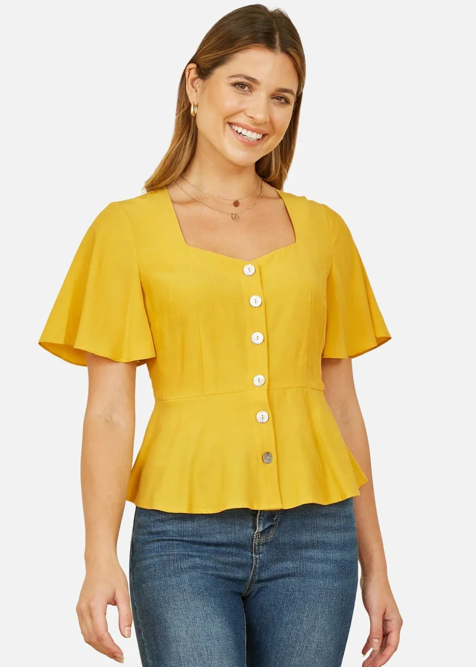 Yumi Yellow Button Up Top